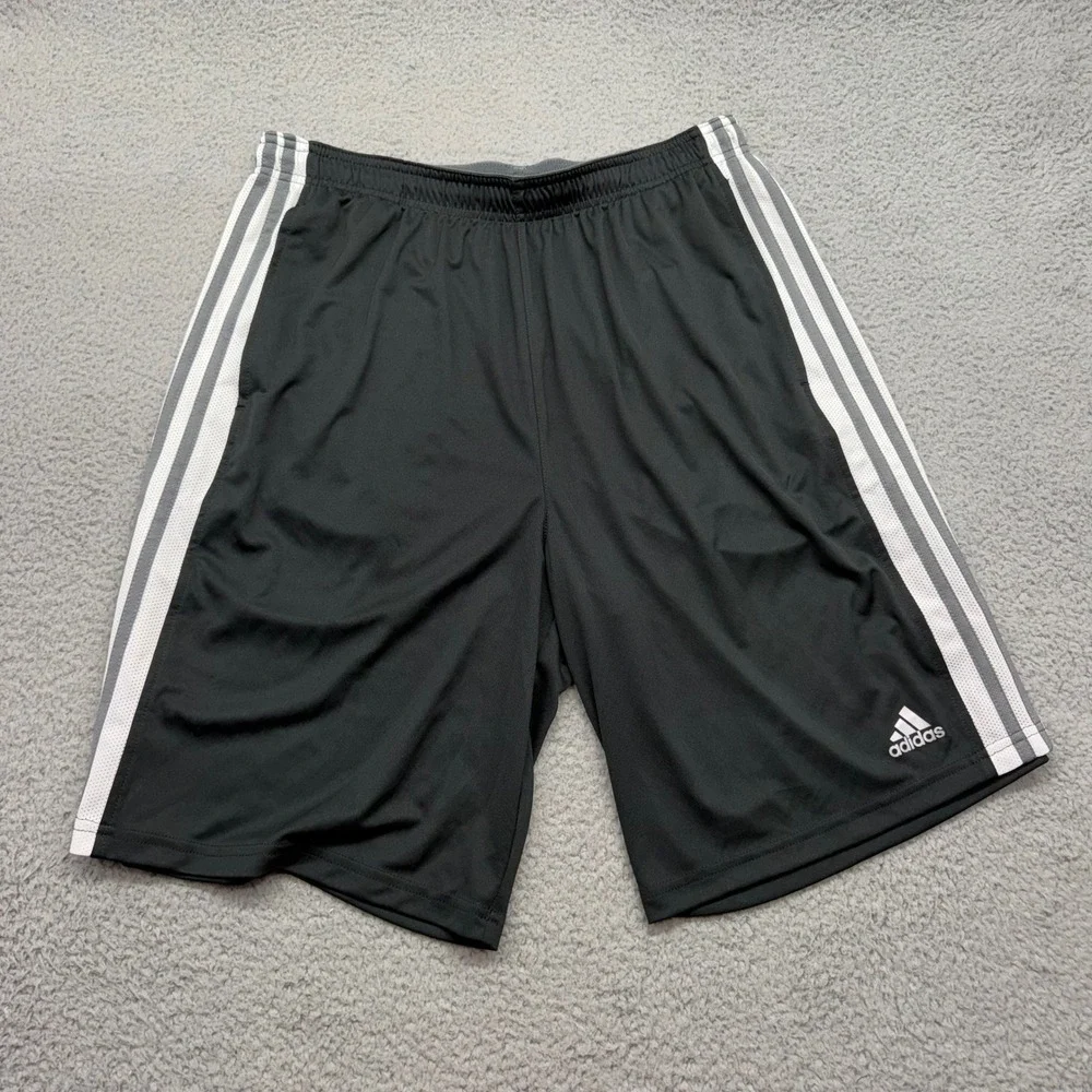 Adidas AA2927 Mens Large Black Climalite Performance 3-Stripe Basketball Shorts